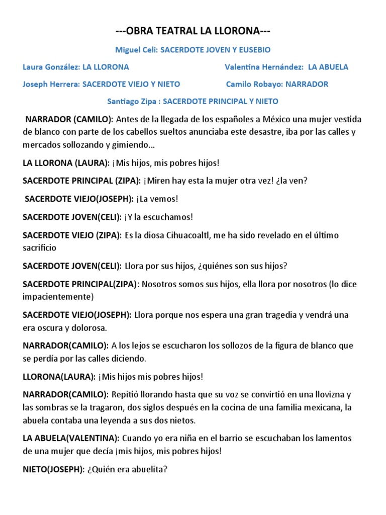 Obra Teatral La Llorona PDF