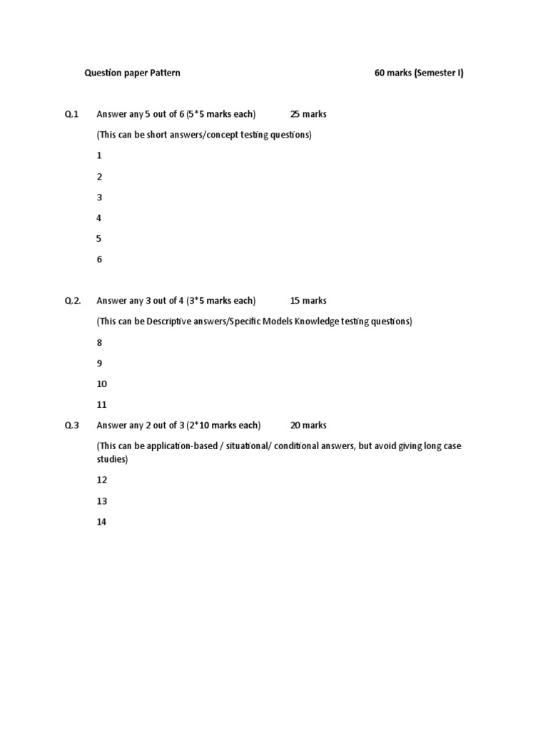 Question Paper Pattern 60 Marks | PDF