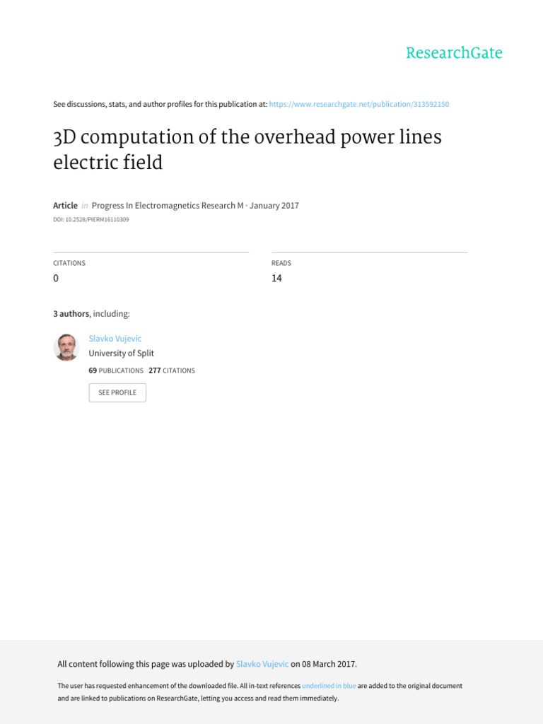 3D Electric Field Computation for Power Lines | PDF | Electric Power ...