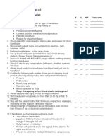 Nursing Lab 3 Skill Performance Checklist Administering A Blood Transfusion S U NP Comments