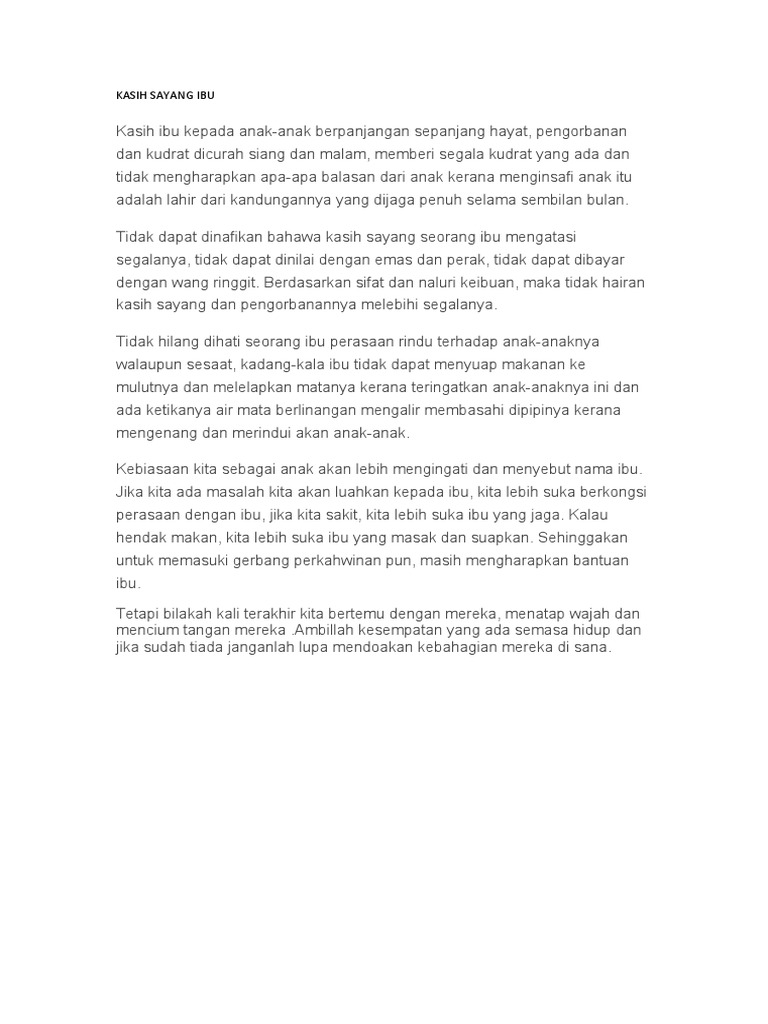 Kasih Sayang Ibu Pdf