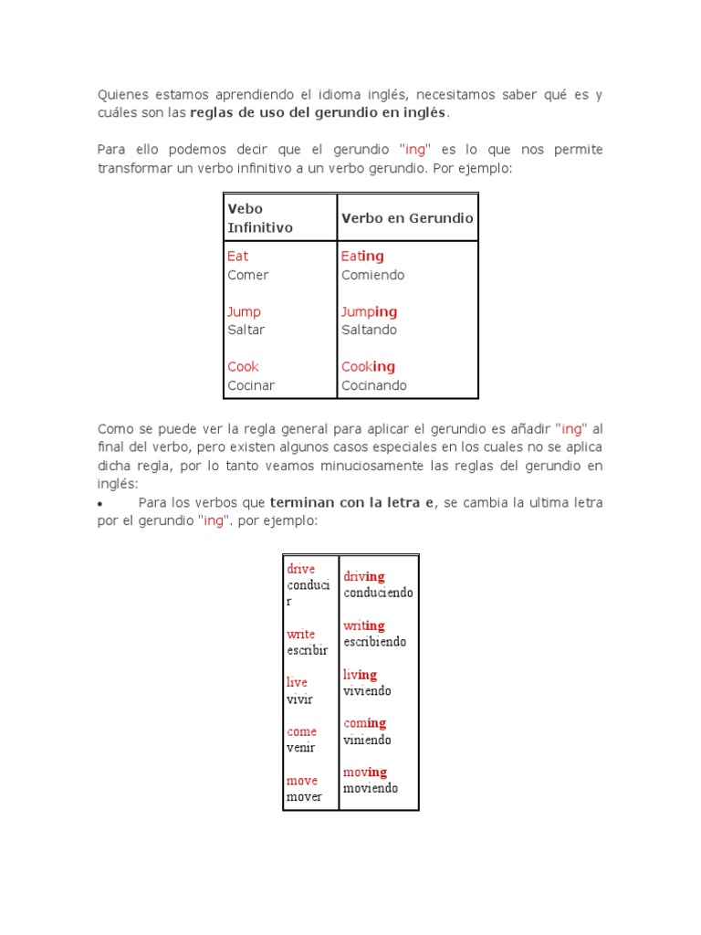 Uso Del Ing | PDF | Morfología Lingüística | Relaciones sintácticas