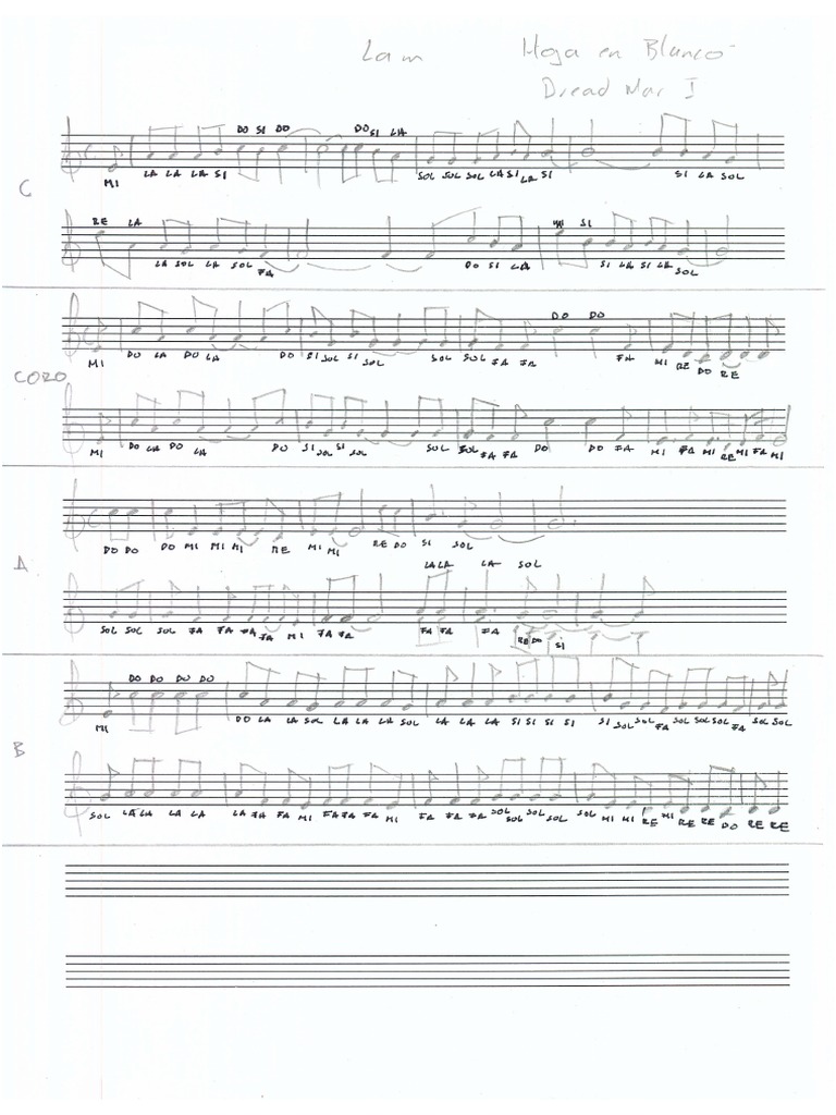 Dread Mar IHoja en BlancoPARTITURA LAm y REm PDF