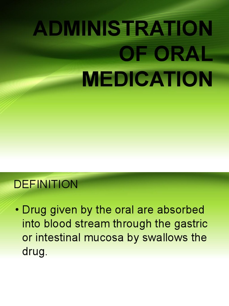 Administration of Oral Medication PDF Business