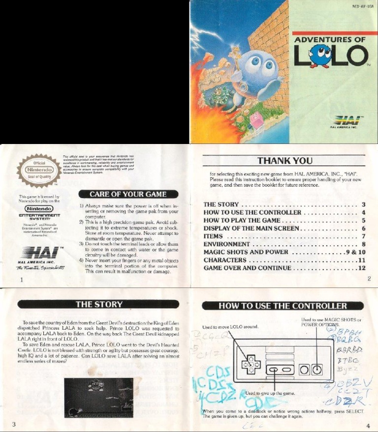 Adventures of Lolo - NES Manual | PDF