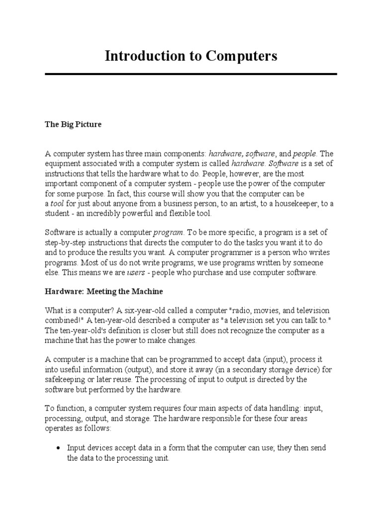 Introduction To Computer Education Advantages and Disadvantages PDF