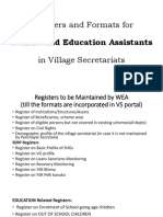 Registers and formats for village welfare and education assistants