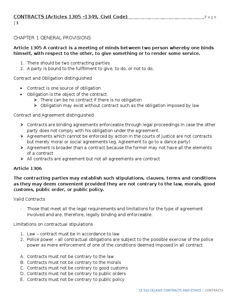 Chapter 1: General Provisions of Contracts | PDF | Law Of Obligations ...