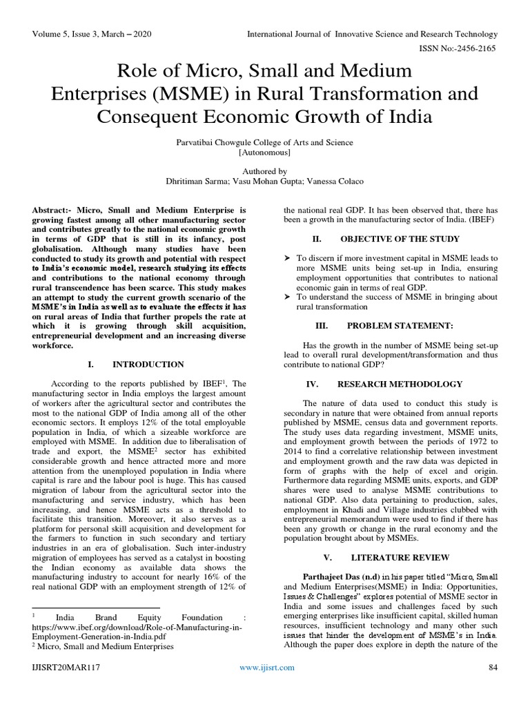 MSME Impact on Rural Growth in India | PDF | Economic Growth | Small ...