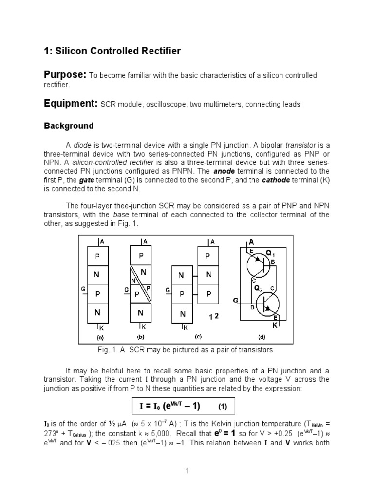 SCR Characteristics & Simulation Guide | PDF | Bipolar Junction ...
