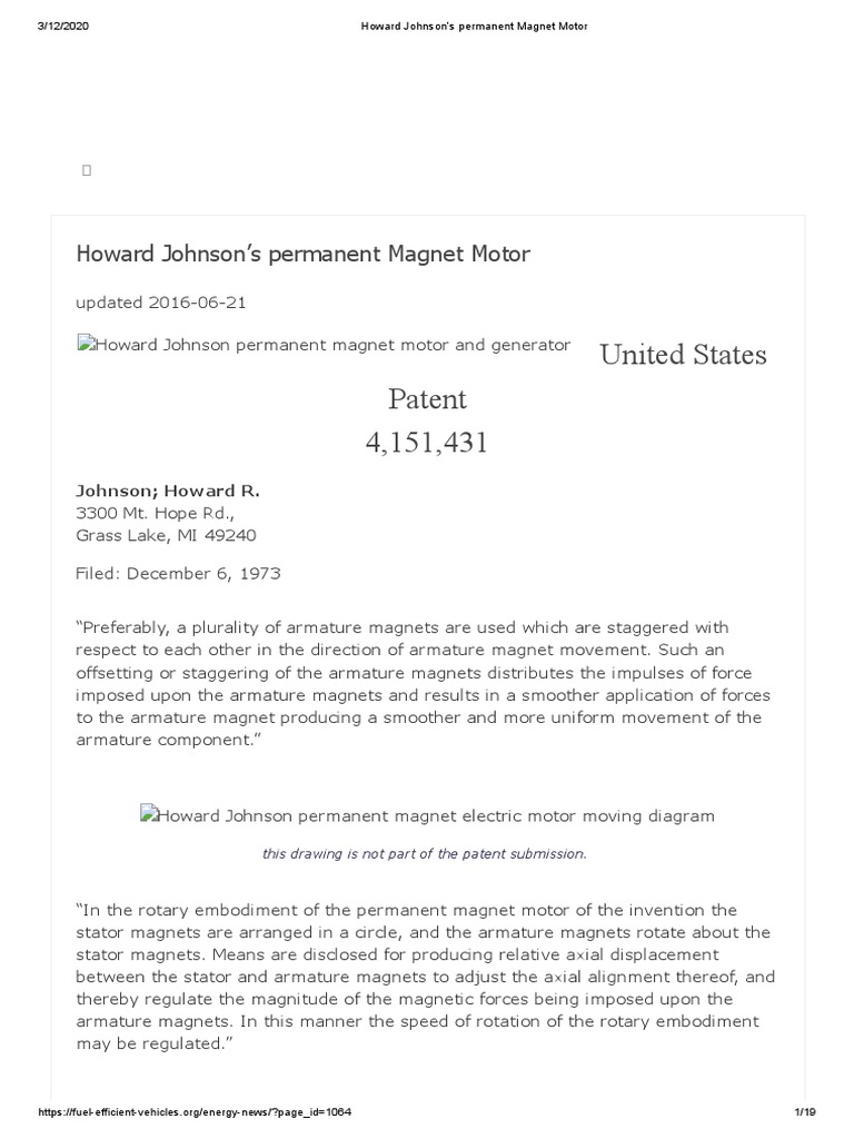 Howard Johnson's Permanent Motor PDF Electric Motor