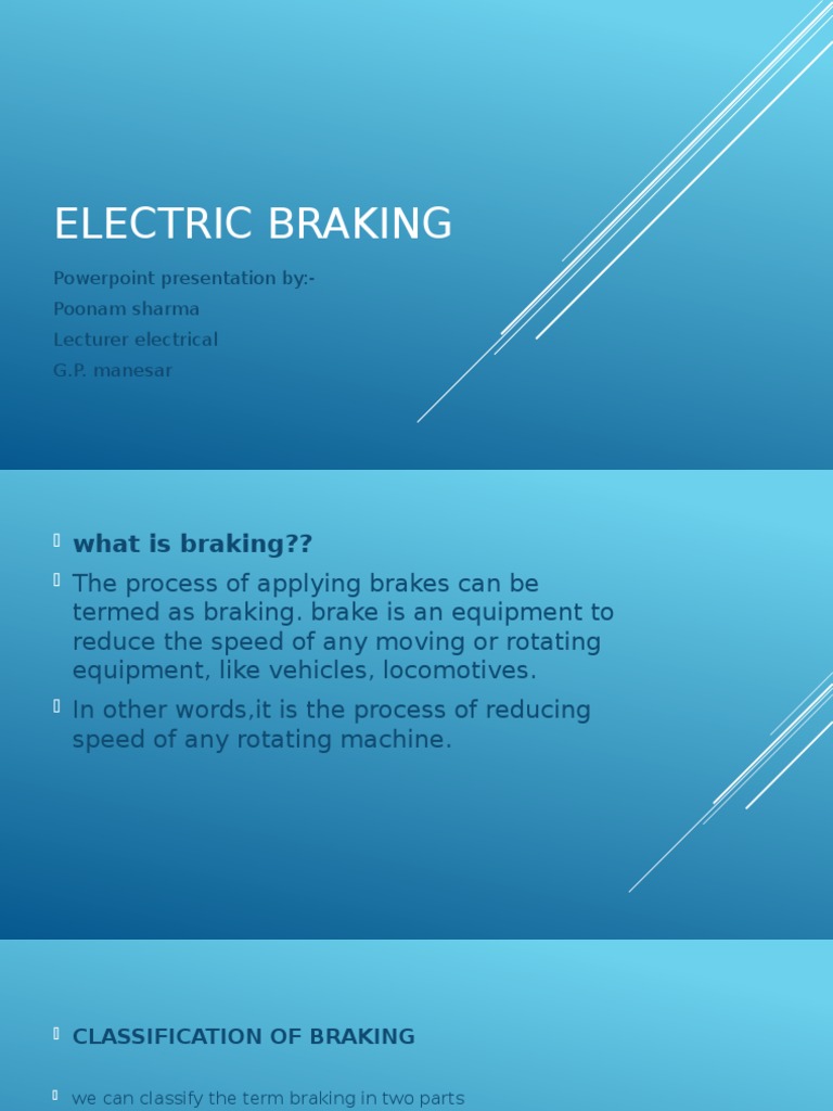 Electric Braking Methods Explained | PDF | Electric Motor | Electric ...