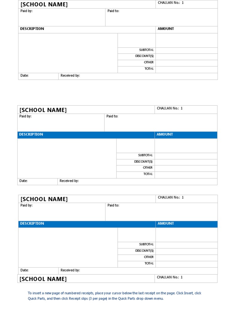 School Fee Payment Receipt Template - 2 2 | PDF | Receipt | Services ...