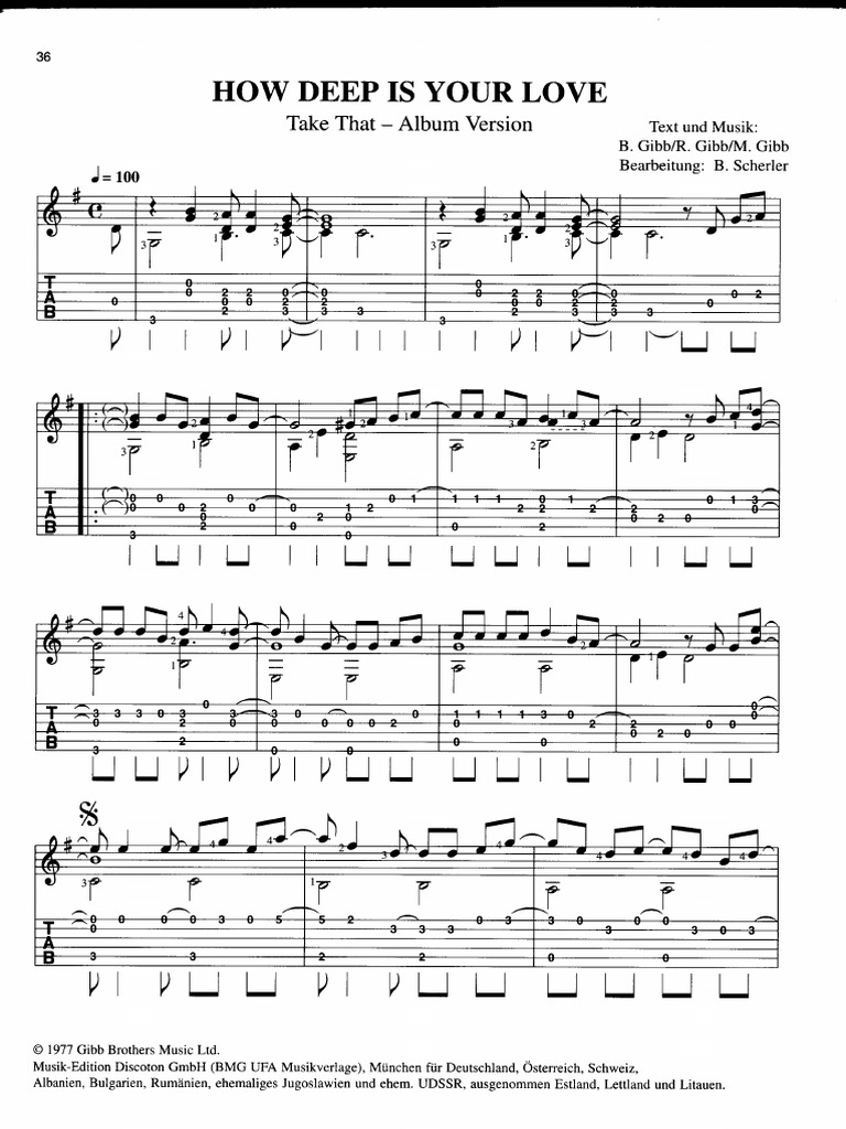 How Deep Is Your Love Fingerstyle PDF
