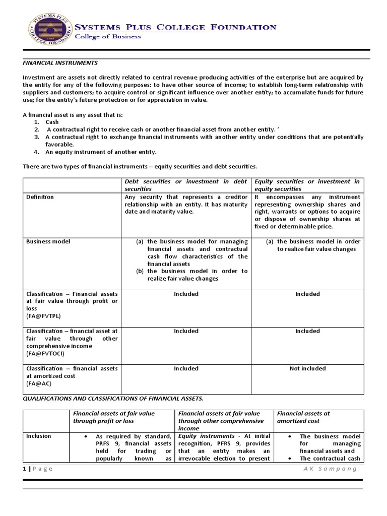 IA1 Financial Assets at Fair Value | PDF | Mark To Market Accounting |  Securities (Finance)