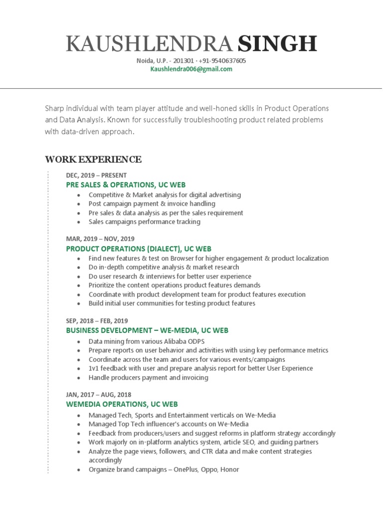 Kaushlendra Singh - CV PDF | PDF | Analytics | World Wide Web