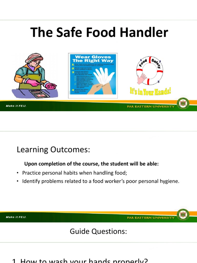 Chapter 2 THE SAFE FOOD HANDLER PDF PDF Hand Washing Foodborne