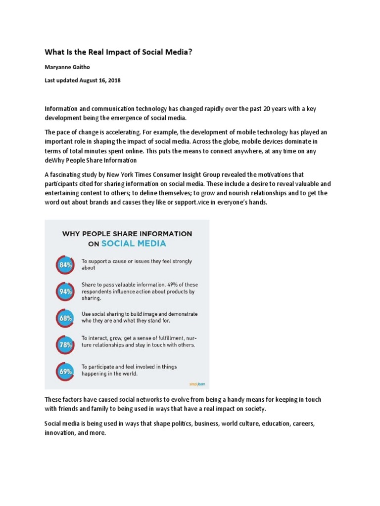 The Real Impact of Social Media | PDF | Social Media | Popular Culture ...