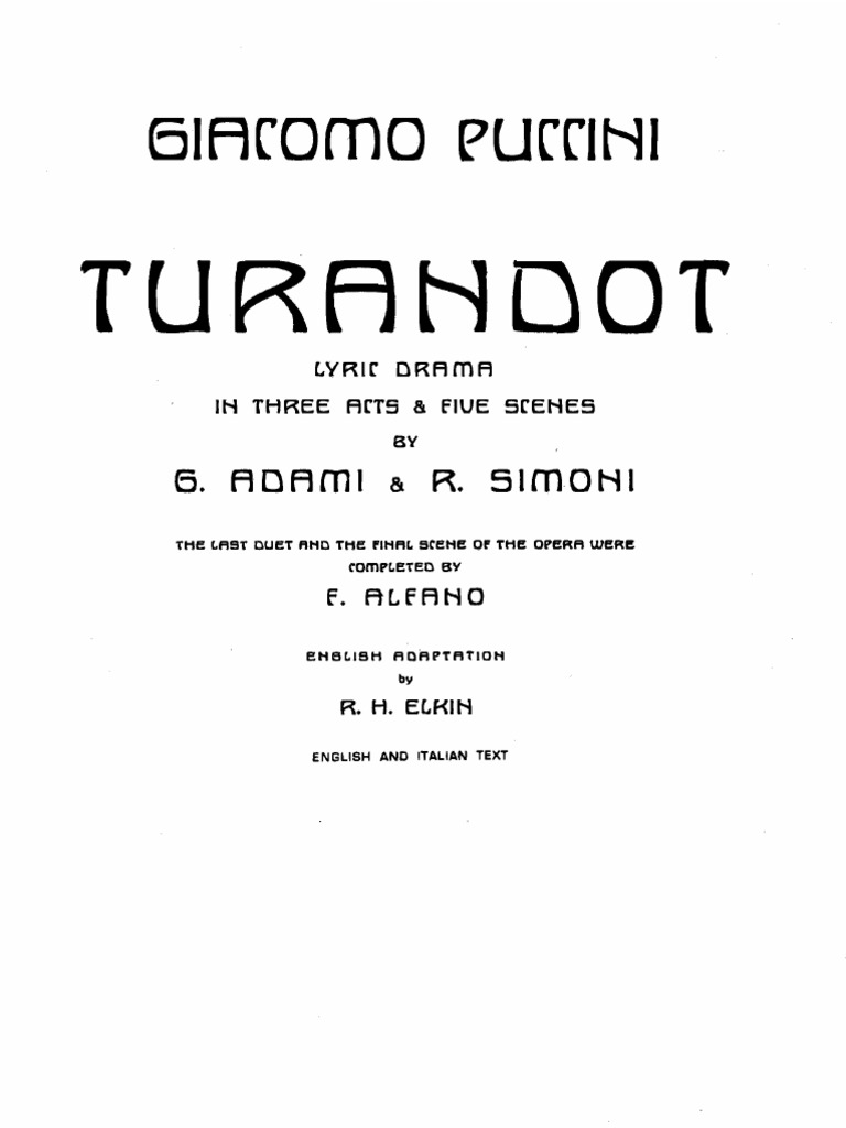 Puccini - Turandot Vocal Score PDF | PDF