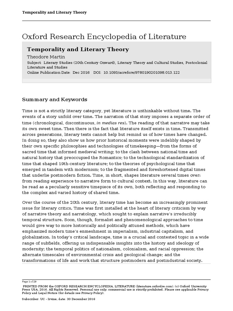 Understanding Time in Literary Theory | PDF | Time | Narrative