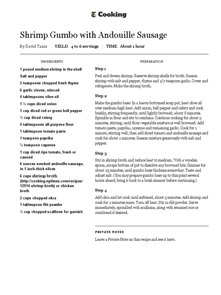 Shrimp Gumbo With Andouille Sausage RecipeNYT Cooking PDF PDF