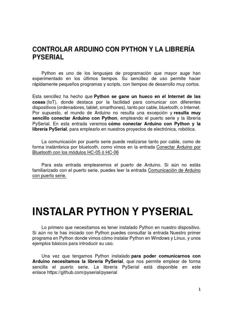 Python y Arduino | PDF | Python (lenguaje de programación) | Arduino