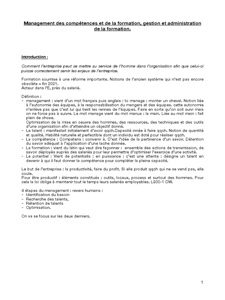 Management de la formation en entreprise | PDF | Législation ...