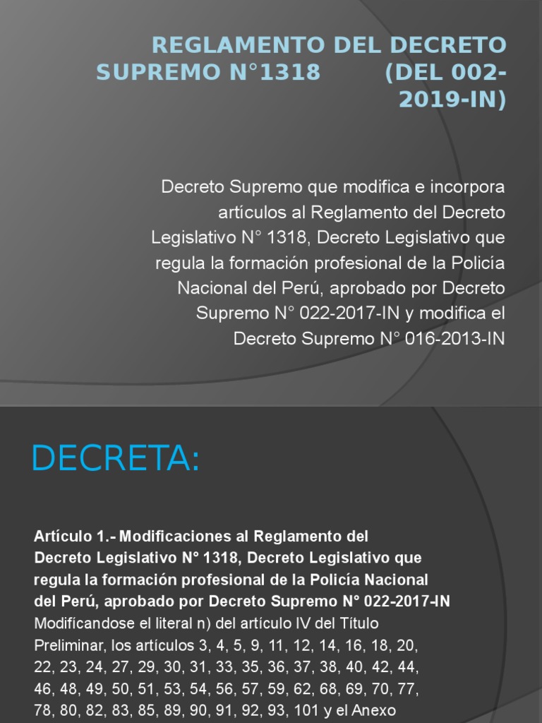 Modificaciones al Reglamento N° 1318 PNP | PDF | Titulo academico | Policía