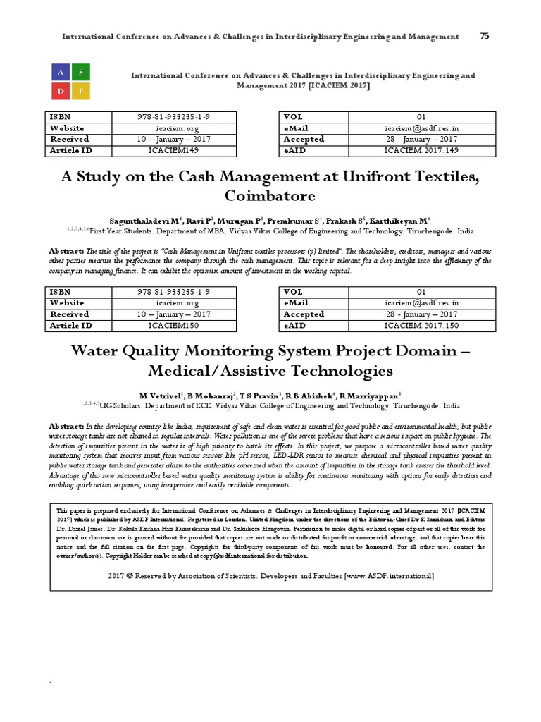 A Study On The Cash Management at Unifro PDF | PDF