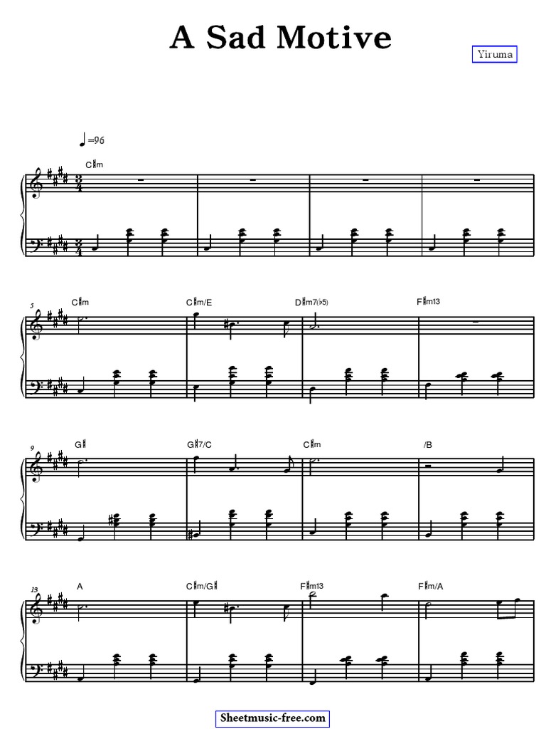 A Sad Motive Sheet Music Yiruma (SheetMusic Free Com) PDF | PDF ...