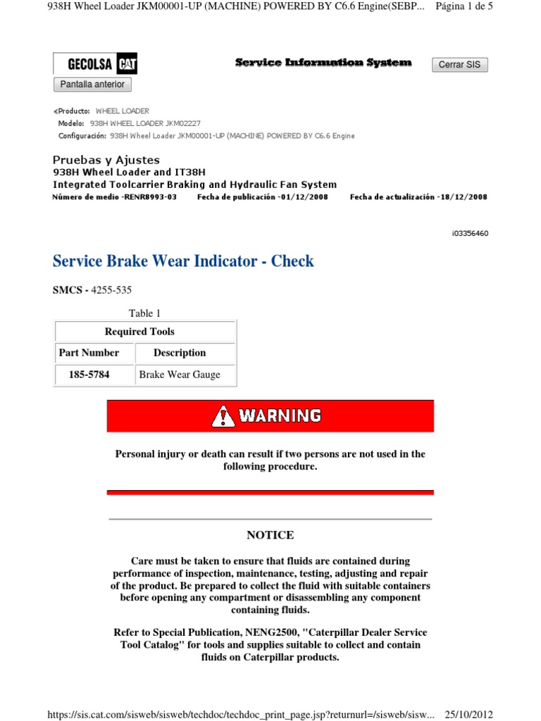 Service Brake Wear Indicator - Check - Print - Page | PDF | Brake ...