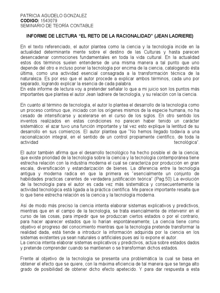 El Reto de La Racionalidad PDF Autor Conocimiento