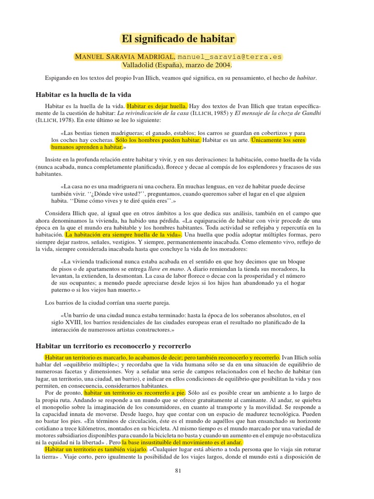 Significado y esencia de habitar | PDF | Libertad | Vida