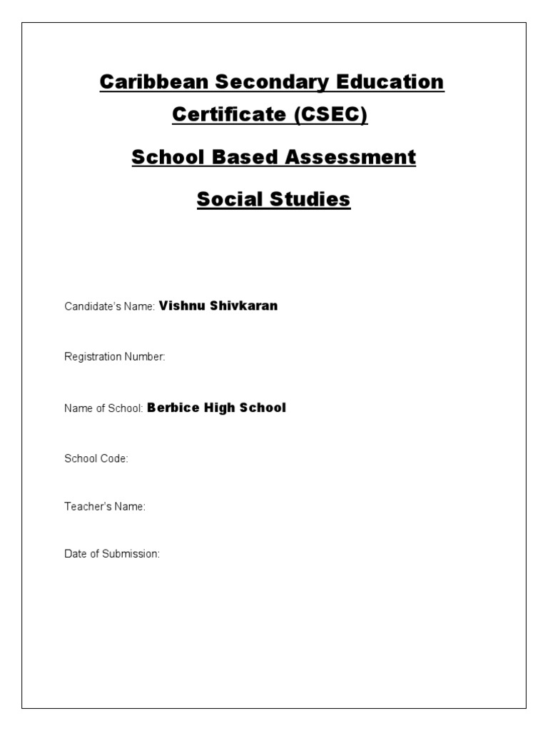 ⭐ Social studies sba questionnaire on drug abuse. Social studies (SBA