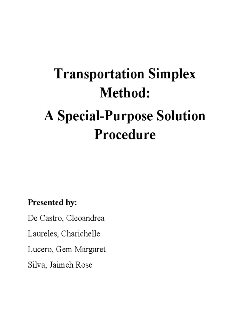 Transportation Simplex Method Overview | PDF | Systems Theory ...