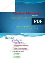 Classical Mechanics Lesson 1 - Vector Algebra and Vector Calculus PDF