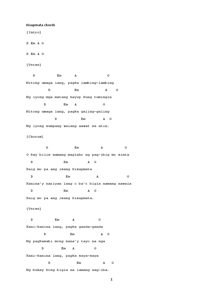 Kisapmata Chords PDF