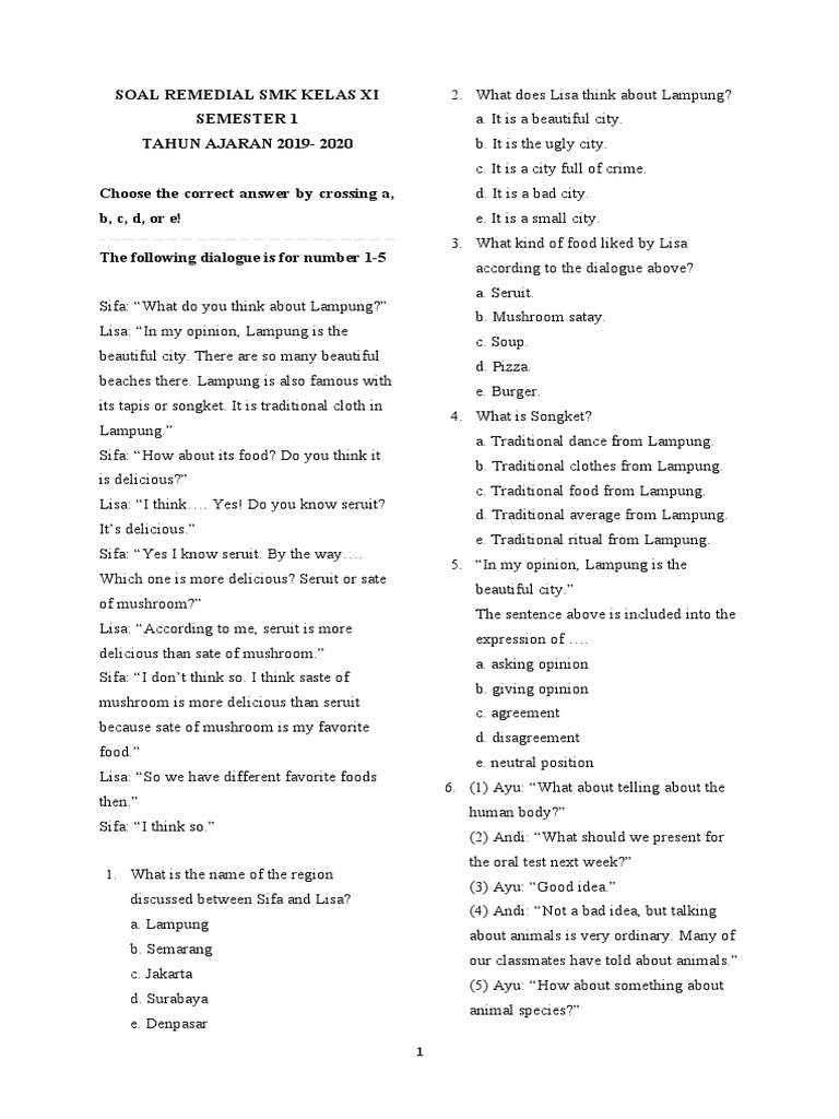Soal Remedial Bahasa Inggris Smk Kelas Xi Semester 1 Pdf Fax