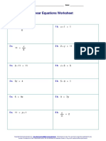 One Step Equations Easy Worksheet PDF