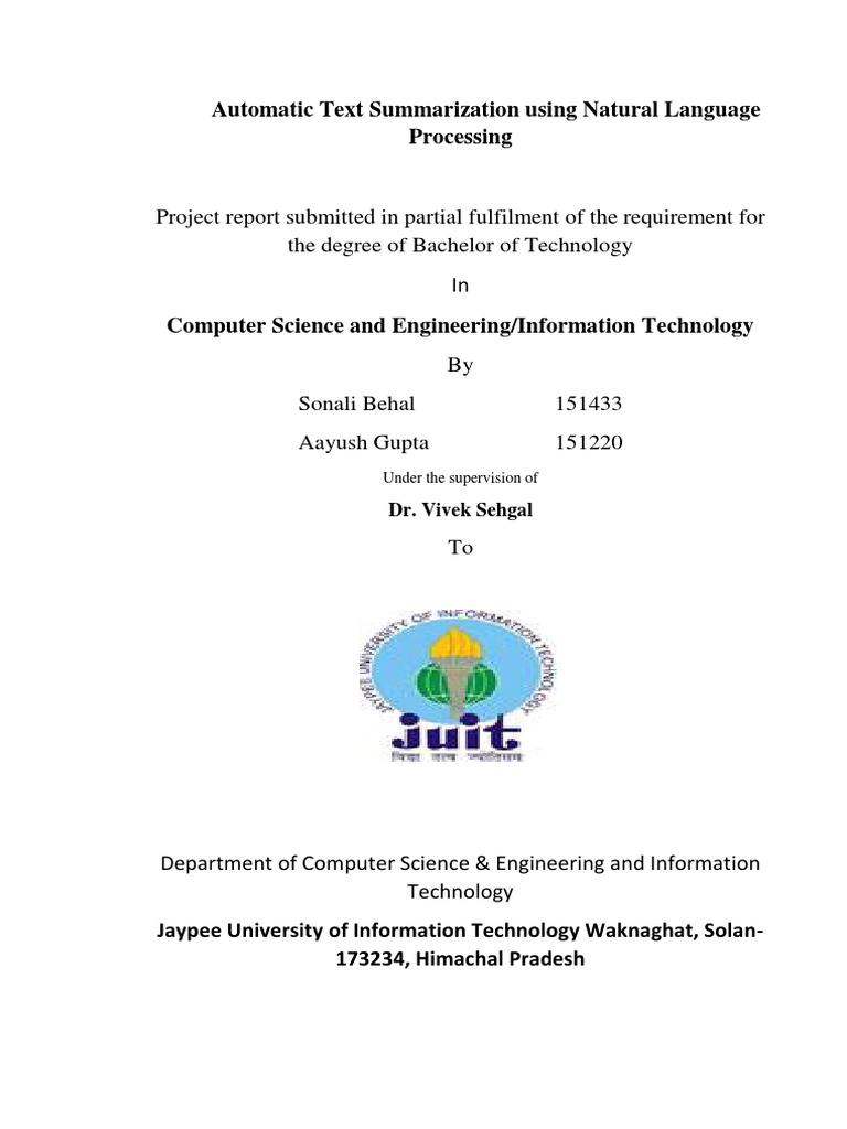 Automatic Text Summarization Using Natural Language Processing | PDF ...