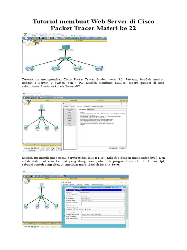 Tutorial Membuat Web Server Di Cisco Packe1ater12 | PDF | Komputer