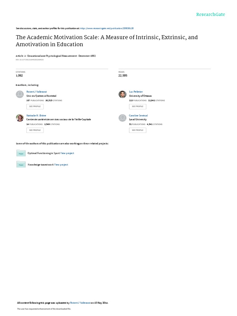 The Academic Motivation Scale A Measure of Intrins-2 | PDF