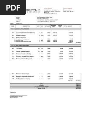Demolition Cost Estimate