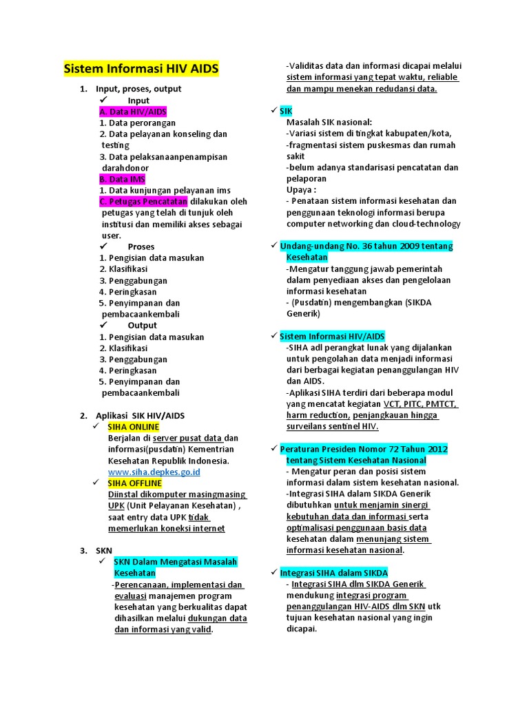 Rangkuman Sistem Informasi HIV AIDS | PDF