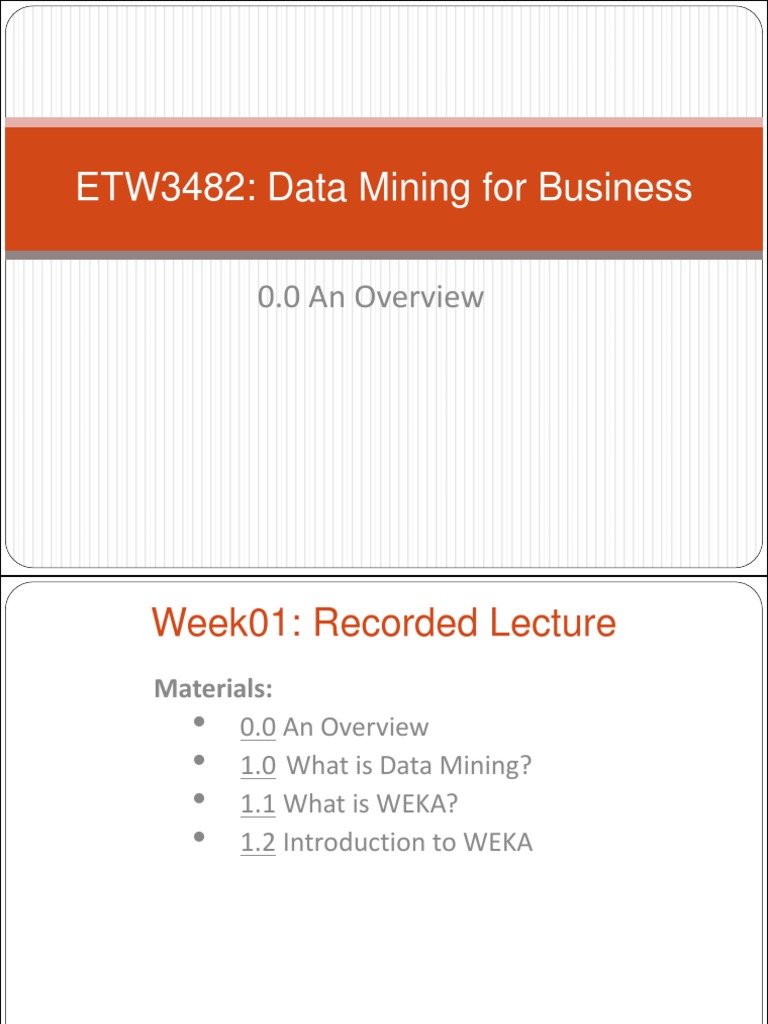 Data Mining with WEKA in ETW3482 | PDF | Data Mining | Information Science