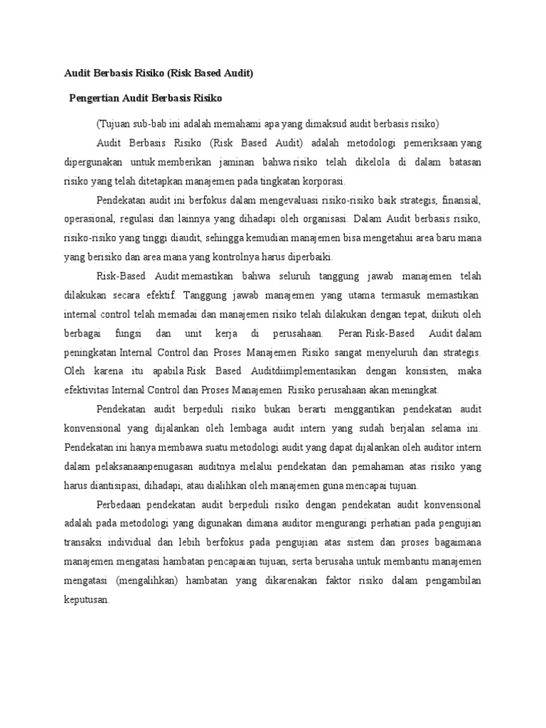 Panduan Audit Berbasis Risiko Efektif Pdf