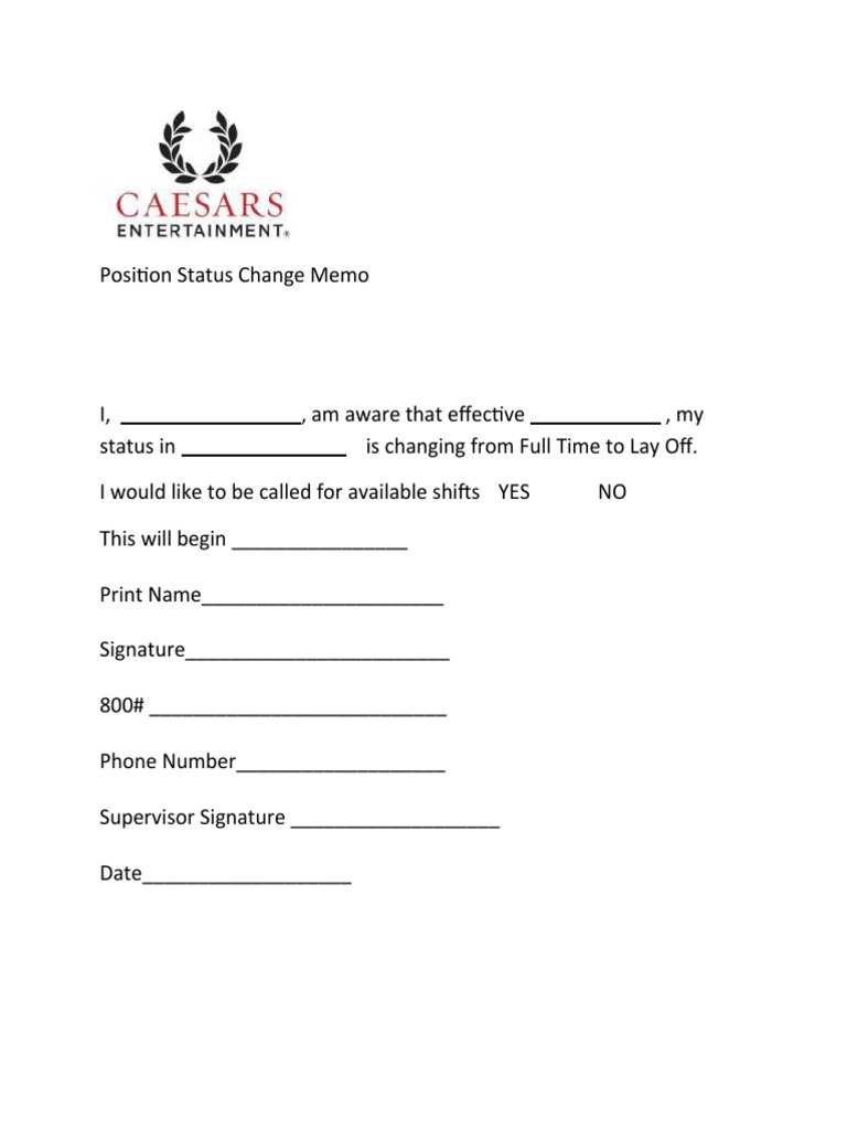 Position Status Change Letter Lay Off