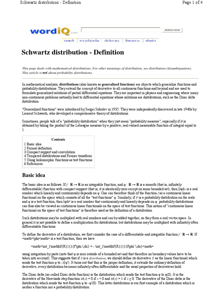 Distribution (Mathematics) | Generalized Function | Distribution