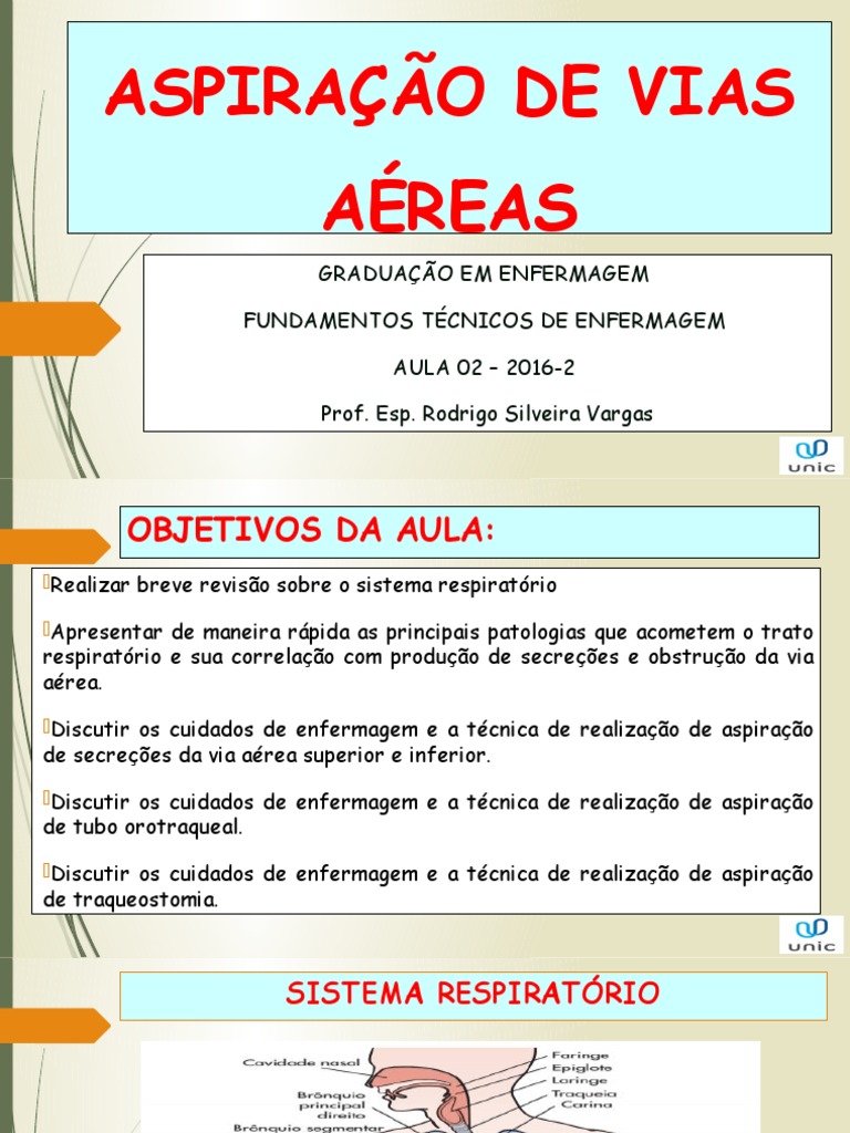 Aspiração de Vias Aéreas em Enfermagem | PDF | Tosse | Enfermagem