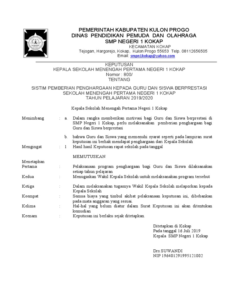 Sk Pemberian Penghargaan Pdf